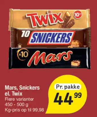 Fakta Tyskland Mars, Snickers el. Twix tilbud