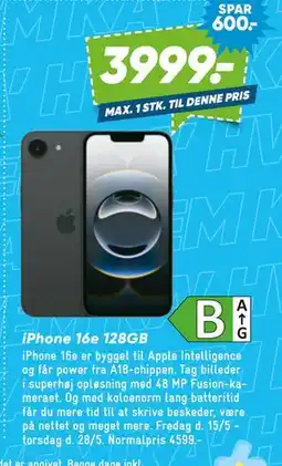 Bilka iPhone 16e 128GB tilbud