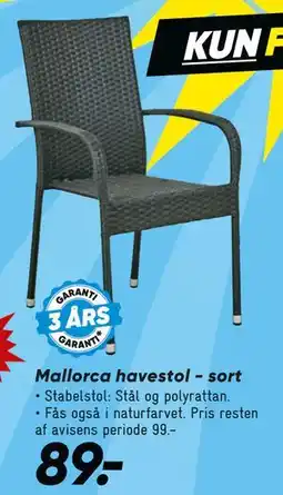Bilka Mallorca havestol - sort tilbud