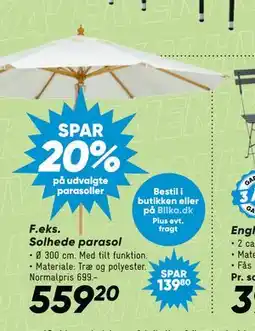 Bilka Solhede parasol tilbud