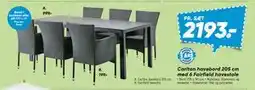 Bilka Carlton havebord 205 cm med 6 Fairfield havestole tilbud