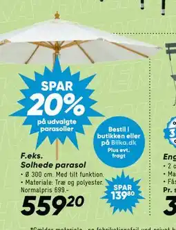 Bilka SPAR 20% på udvalgte parasoller tilbud