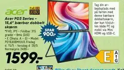 Bilka Acer PD3 Series 15,6” bærbar dobbelt skærm tilbud