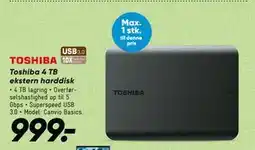 Bilka Toshiba 4 TB ekstern harddisk tilbud
