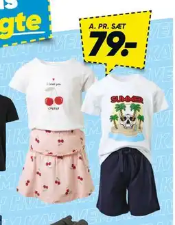 Bilka T-shirt og nederdel eller shortssæt tilbud