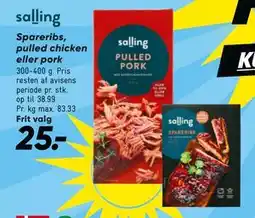 Bilka Spareribs, pulled chicken eller pork tilbud