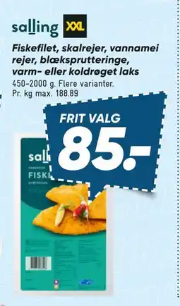 Bilka Fiskefilet, skalrejer, vannamei rejer, blæk sprutteringe, varm- eller koldrøget laks tilbud