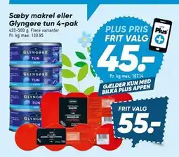 Bilka Sæby makrel eller Glyngøre tun 4-pak tilbud