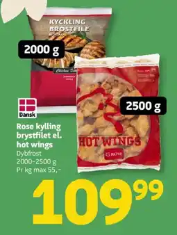 Løvbjerg Rose kylling brystfilet el. hot wings tilbud