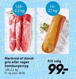 Bilka Mørbrad af dansk gris eller røget hamburgerryg tilbud