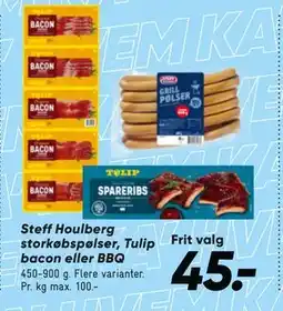 Bilka Steff Houlberg storkøbspølser, Tulip bacon eller BBQ tilbud
