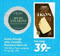 Bilka Unika Umage eller Castello Premium hård ost tilbud