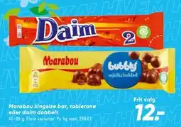 Bilka Marabou kingsize bar, toblerone eller daim dobbelt tilbud