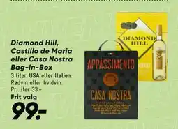 Bilka Diamond Hill, Castillo de Maria eller Casa Nostra Bag-in-Box tilbud