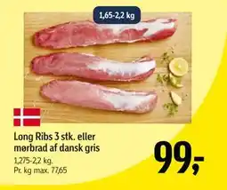 Føtex Long Ribs 3 stk. eller mørbrad af dansk gris tilbud