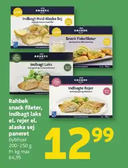 Løvbjerg Rahbek snack fileter, indbagt laks el. rejer el. alaska sej paneret tilbud
