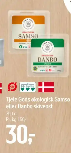 Føtex Tjele Gods økologisk Samsø eller Danbo skiveost tilbud