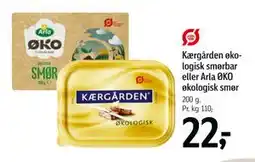 Føtex Kærgården økologisk smørbar eller Arla ØKO økologisk smør tilbud