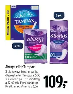 Føtex Always eller Tampax tilbud