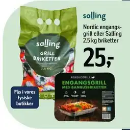 Føtex Nordic engangsgrill eller Salling 2.5 kg briketter tilbud