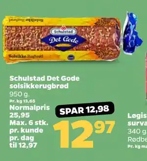 Netto Schulstad Det Gode solsikkerugbrød tilbud