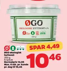 Netto ØGO økologisk hytteost tilbud