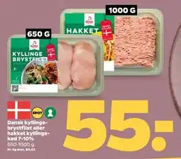Netto Dansk kyllingebrystfilet eller hakket kyllingekød 7-10% tilbud