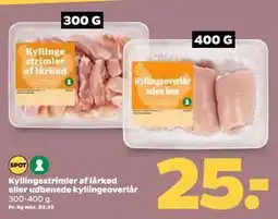 Netto Kyllingestrimler af lårkød eller udbenede kyllingeoverlår tilbud