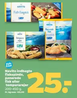 Netto Navito indbagte fiskepinde, panerede fisk eller tempurarejer tilbud