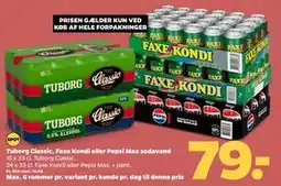 Netto Tuborg Classic, Faxe Kondi eller Pepsi Max sodavand tilbud