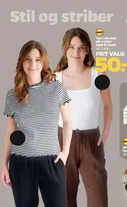 Netto Top i rib eller rib t-shirt med fin kant tilbud
