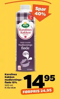 Netto Karolines Køkken madlavningsfløde 15% tilbud