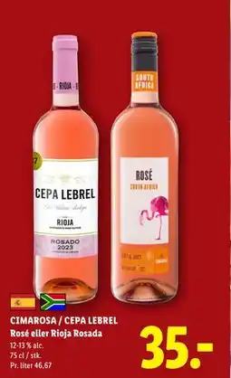 Lidl CIMAROSA / CEPA LEBREL Rosé eller Rioja Rosada tilbud