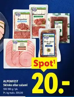 Lidl ALPENFEST Skinke eller salami tilbud