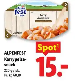 Lidl ALPENFEST Karrypølsesnack tilbud