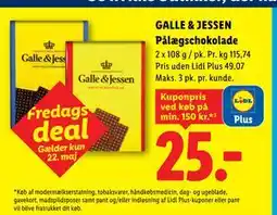 Lidl GALLE & JESSEN Pålægschokolade., App-pris tilbud