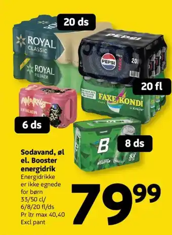 Løvbjerg Sodavand, øl el. Booster energidrik tilbud