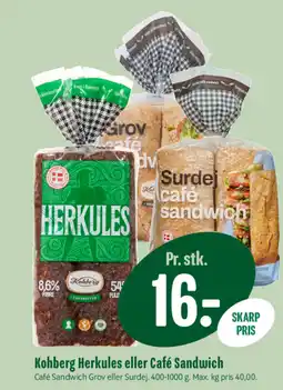 Min Købmand KOHBERG Herkules eller café sandwich tilbud