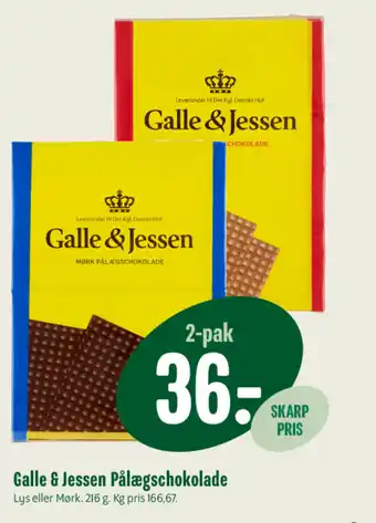 Min Købmand GALLE & JESSEN Pålægschokolade tilbud