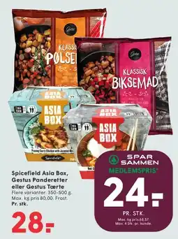 SPAR Spicefied Asia Box / Gestus Panderetter / Gestus Tærte tilbud