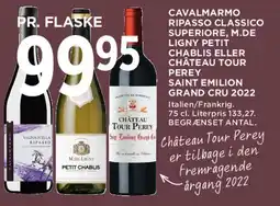 MENY Cavalmarmo Ripasso / Petit Chablis / Château Tour Perey tilbud