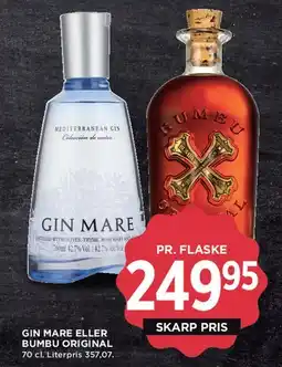 MENY Gin Mare eller Bumbu Original tilbud