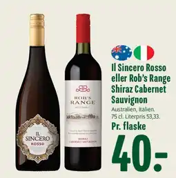 Min Købmand Il Sincero Rosso eller Rob's Range Shiraz Cabernet tilbud