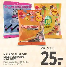 MENY Malaco slikpose / Skipper's mini pipes tilbud