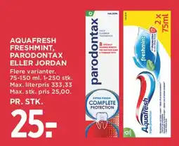 MENY Aquafresh Freshmint, Parodontax eller Jordan tilbud