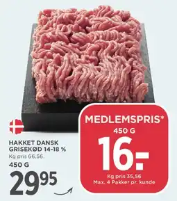 MENY Hakket dansk grisekød 14-18% tilbud