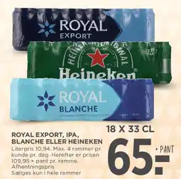 MENY Royal Export / Blanche eller Heineken (18 x 33 cl) tilbud