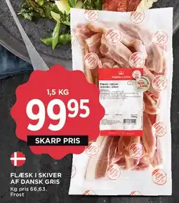 MENY Flæsk i skiver af dansk gris tilbud