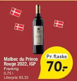 Fakta Tyskland Malbec du Prince Rouge 2022 tilbud