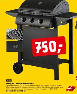 jem & fix Gasgrill med 3 brændere tilbud